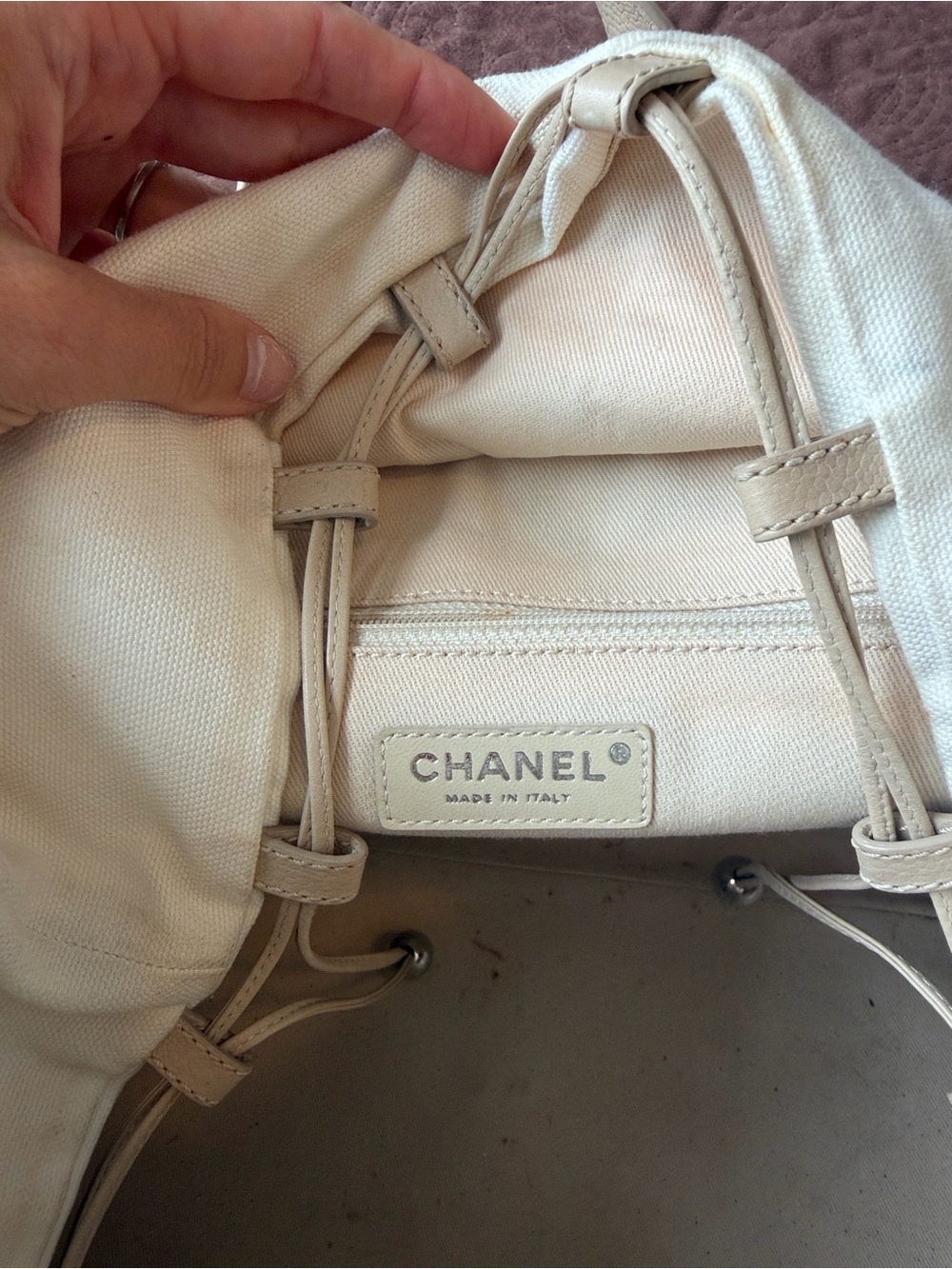 CHANEL Beige & Cream Tweed Chain-Handle Tote - Picture 7 of 8